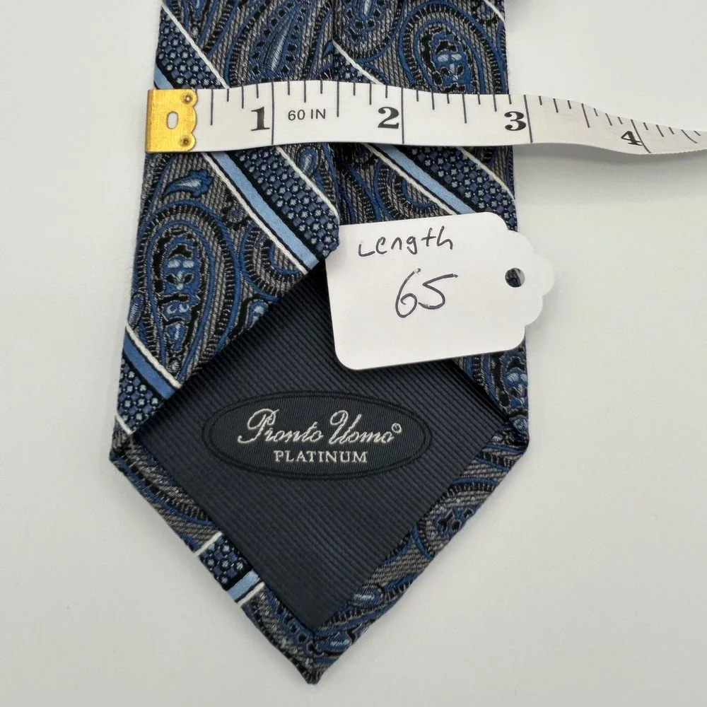 Pronto Uomo Necktie Platinum Mens OS Blue Silk Classic Professional